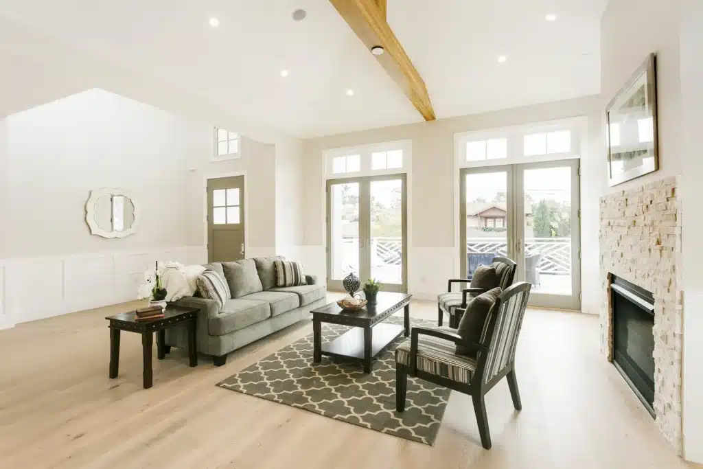 Custom home living room by Levine Homes in Manhattan Beach