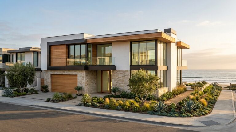 Modern two-story custom home with an ocean view