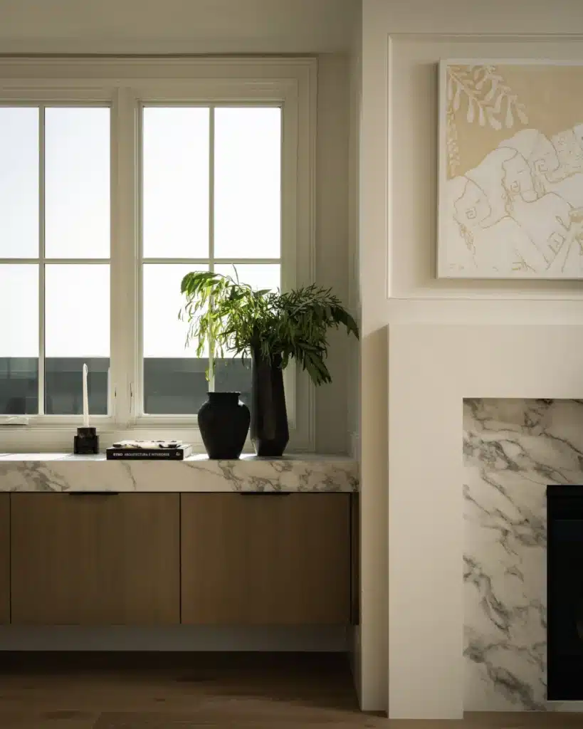 Vanity and marble detail in a Manhattan Beach remodel