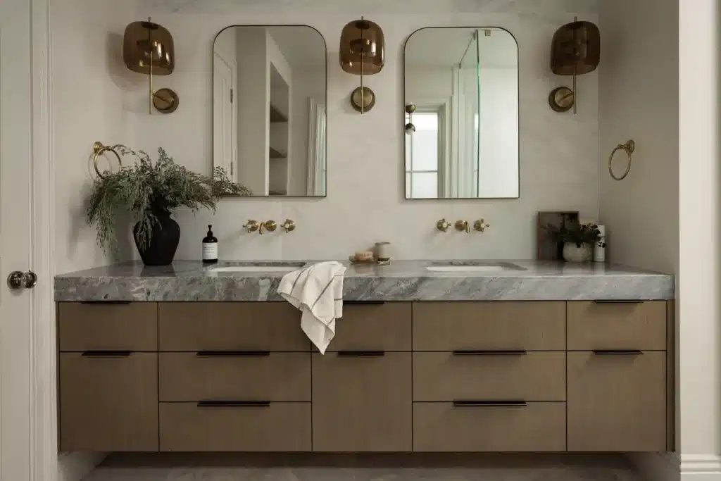 Double vanity in a remodeled Manhattan Beach bathroom