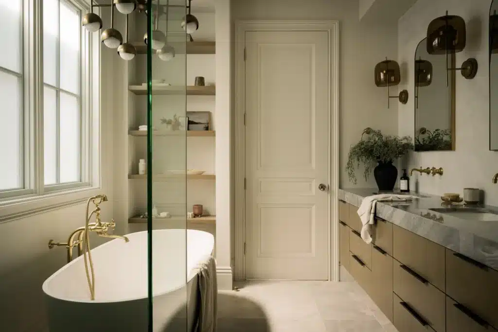 Freestanding tub in a remodeled Manhattan Beach bathroom