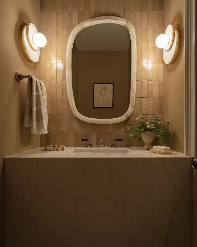Powder room vanity in a Manhattan Beach home remodel