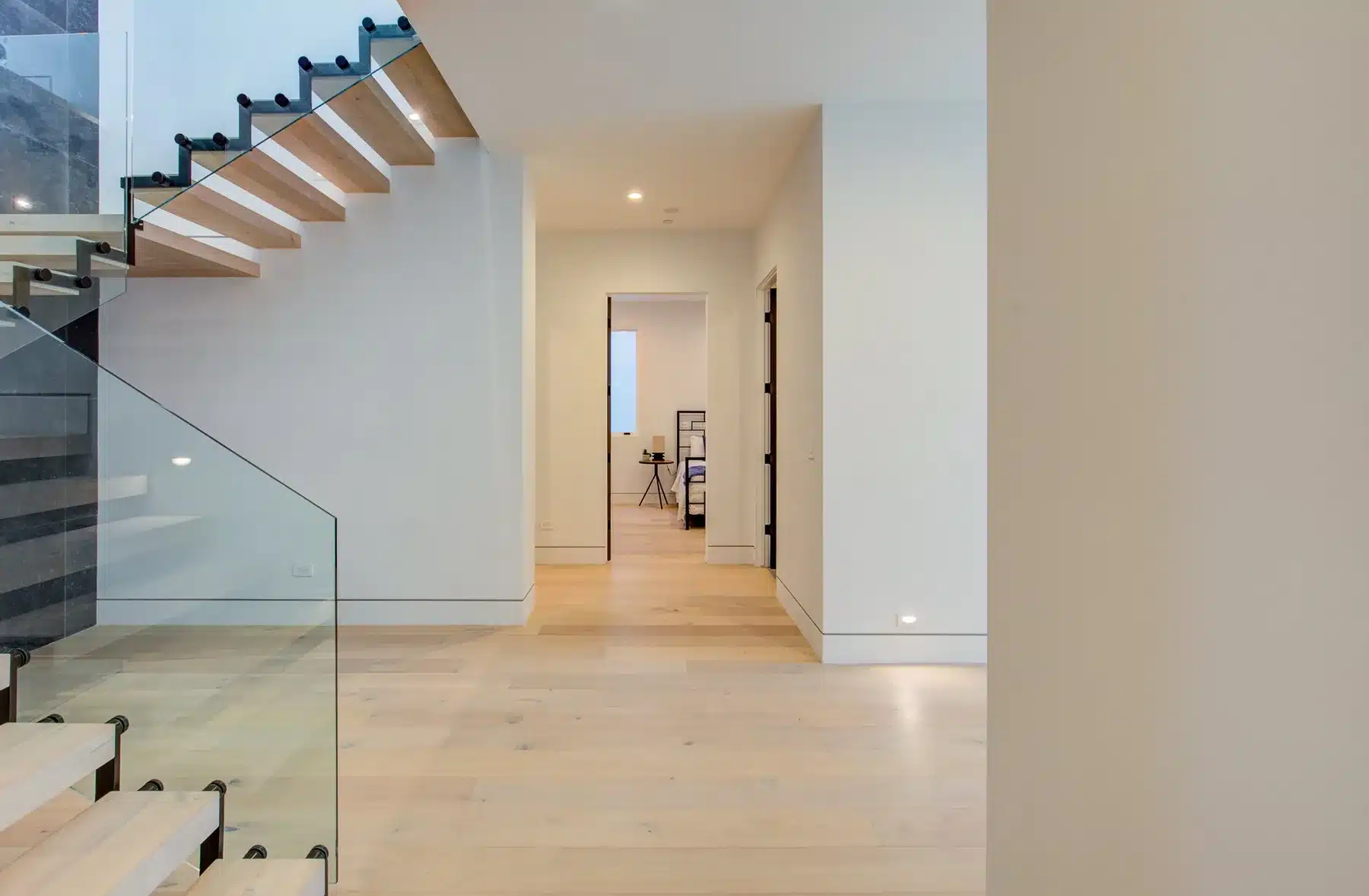 Floating staircase in a contemporary Hermosa Beach custom home