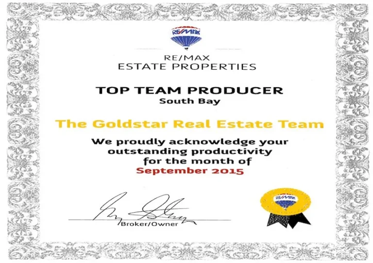 RE/MAX top producer award, September 2015